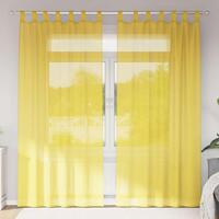 Voile-gardiner med stanglommer 2 stk gul