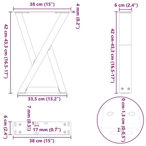 Sofabordben 2 stk Antracit 38x(42-43,3) cm Stål