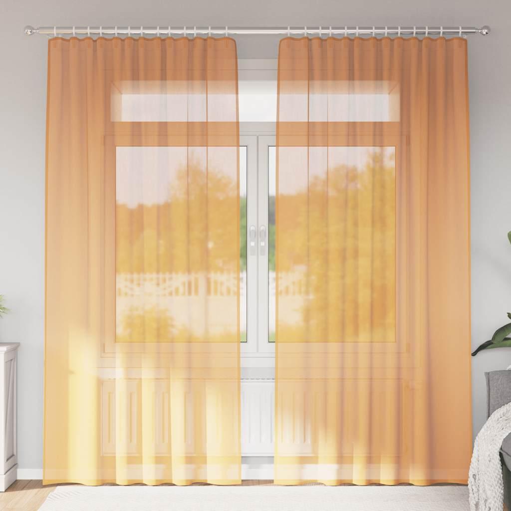 Voile-gardiner med løkker 2 stk. 140x225 cm orange