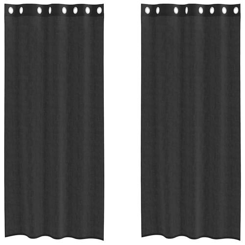 Voile-gardiner med øskner 2 stk. 140x225 cm sort