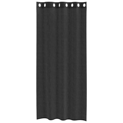 Voile-gardiner med øskner 2 stk. 140x225 cm sort