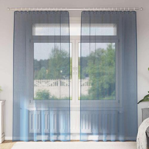 Voile-gardiner med løkker 2 stk. 140x245 cm kongeblå