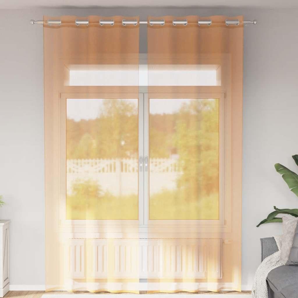 Voile-gardiner med øskner 2 stk. 140x300 cm orange