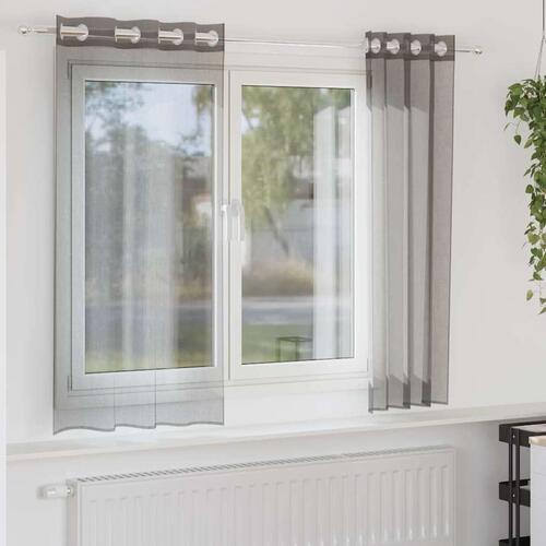 Voile-gardiner med øskner 2 stk. 140x140 cm mørkegrå