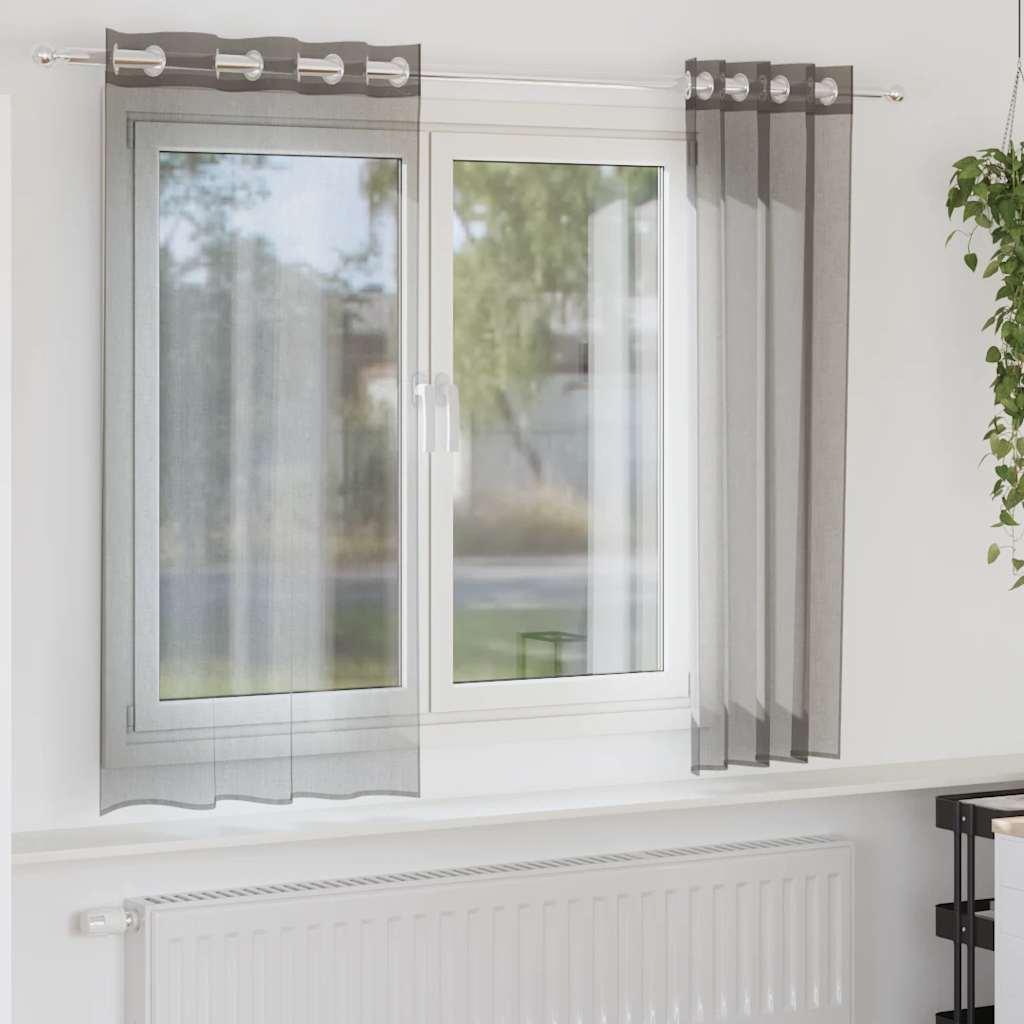 Voile-gardiner med øskner 2 stk. 140x140 cm mørkegrå