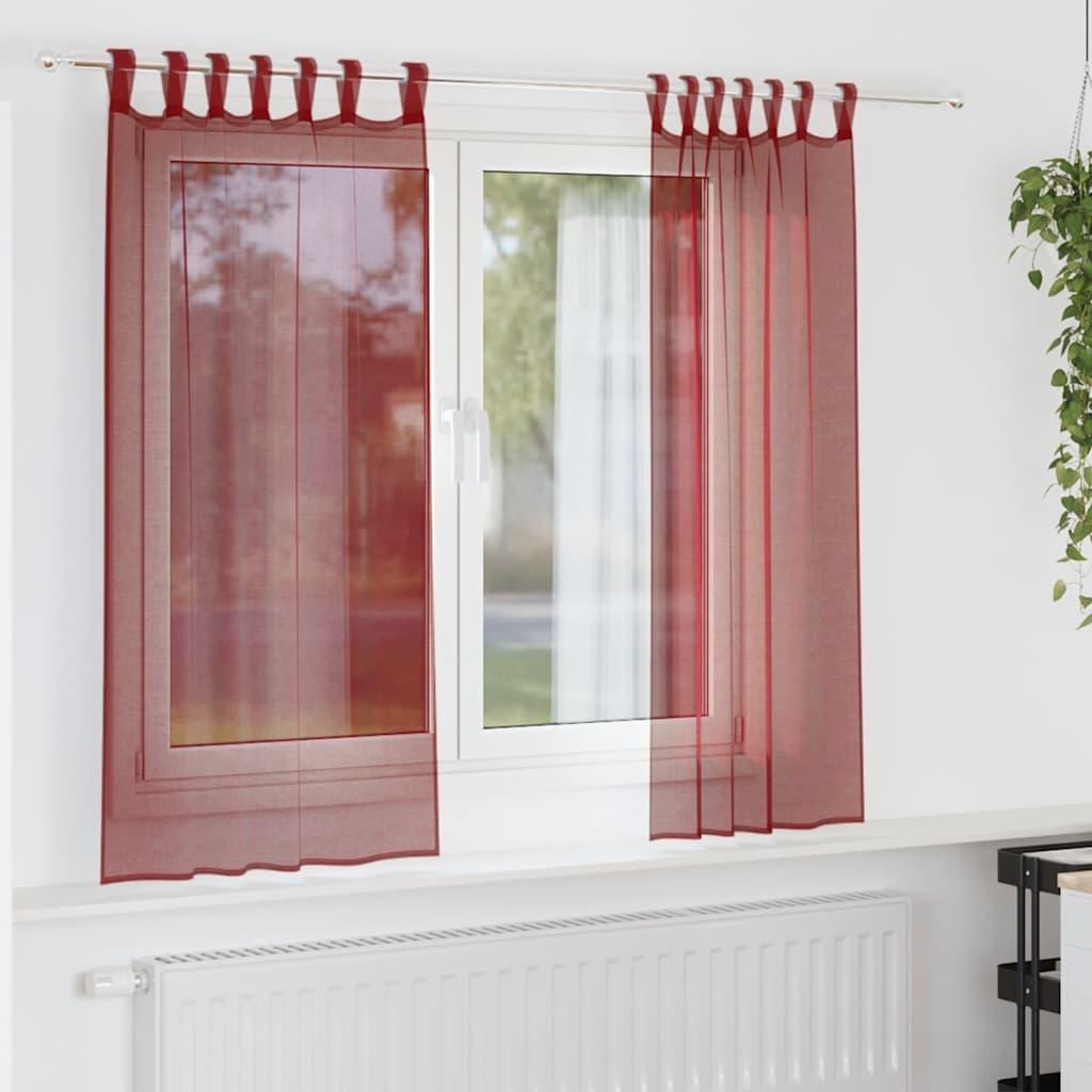 Voile-gardiner med stanglommer 2 stk vinrød