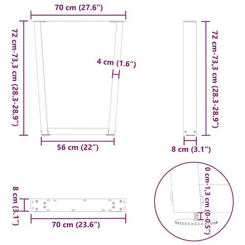 Spisebordsben V-form 3 stk Antracit 70x(72-73,3) cm Stål