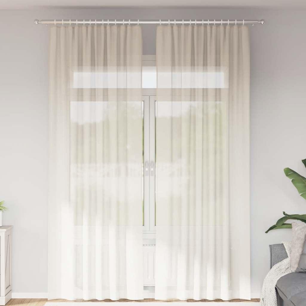 Voile-Gardiner Med Øskner Farvet Creme - med løbegang / 140 x 260 cm