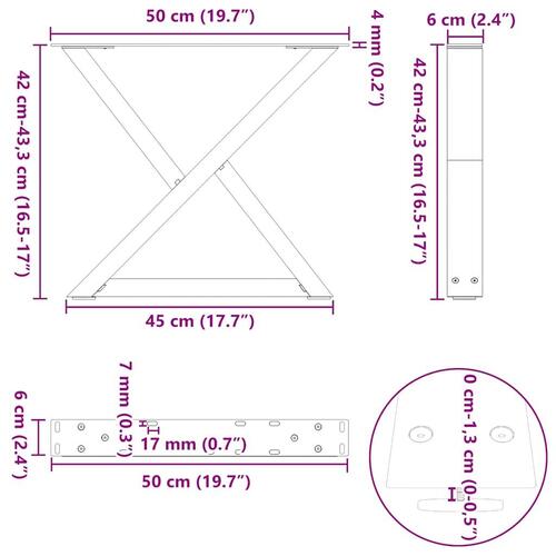 Sofabordben 2 stk Antracit 50x(42-43,3) cm Stål