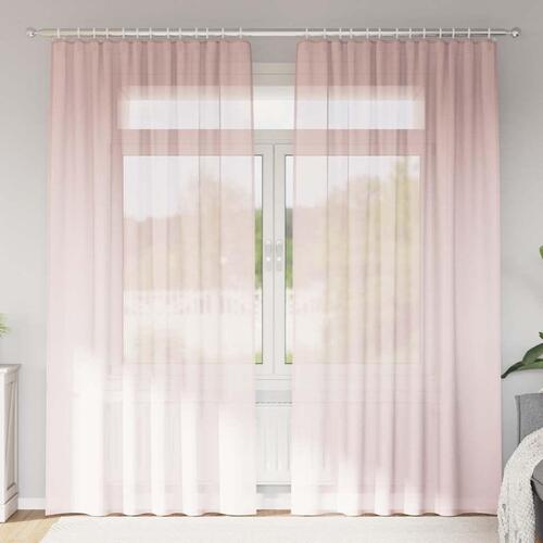 Voile-gardiner med løkker 2 stk. 140x245 cm lyserød