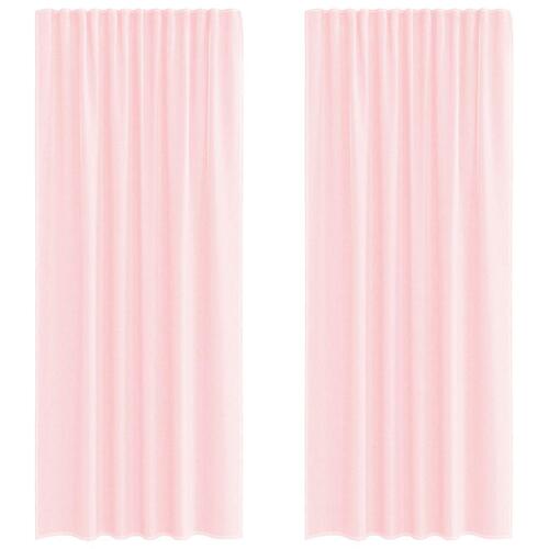 Voile-gardiner med løkker 2 stk. 140x245 cm lyserød