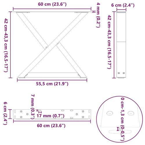 Sofabordben 2 stk Antracit 60x(42-43,3) cm Stål