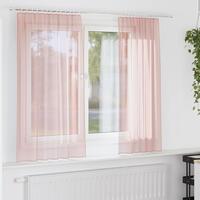 Voile-gardiner med løkker 2 stk. 140x175 cm lyserød