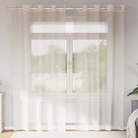 Voile-gardiner med øskner 2 stk. 140x225 cm cremefarvet