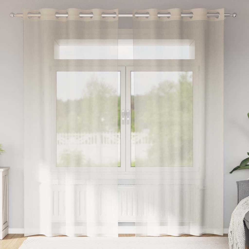 Voile-Gardiner Med Øskner Farvet Creme - med øjeringe / 140 x 225 cm