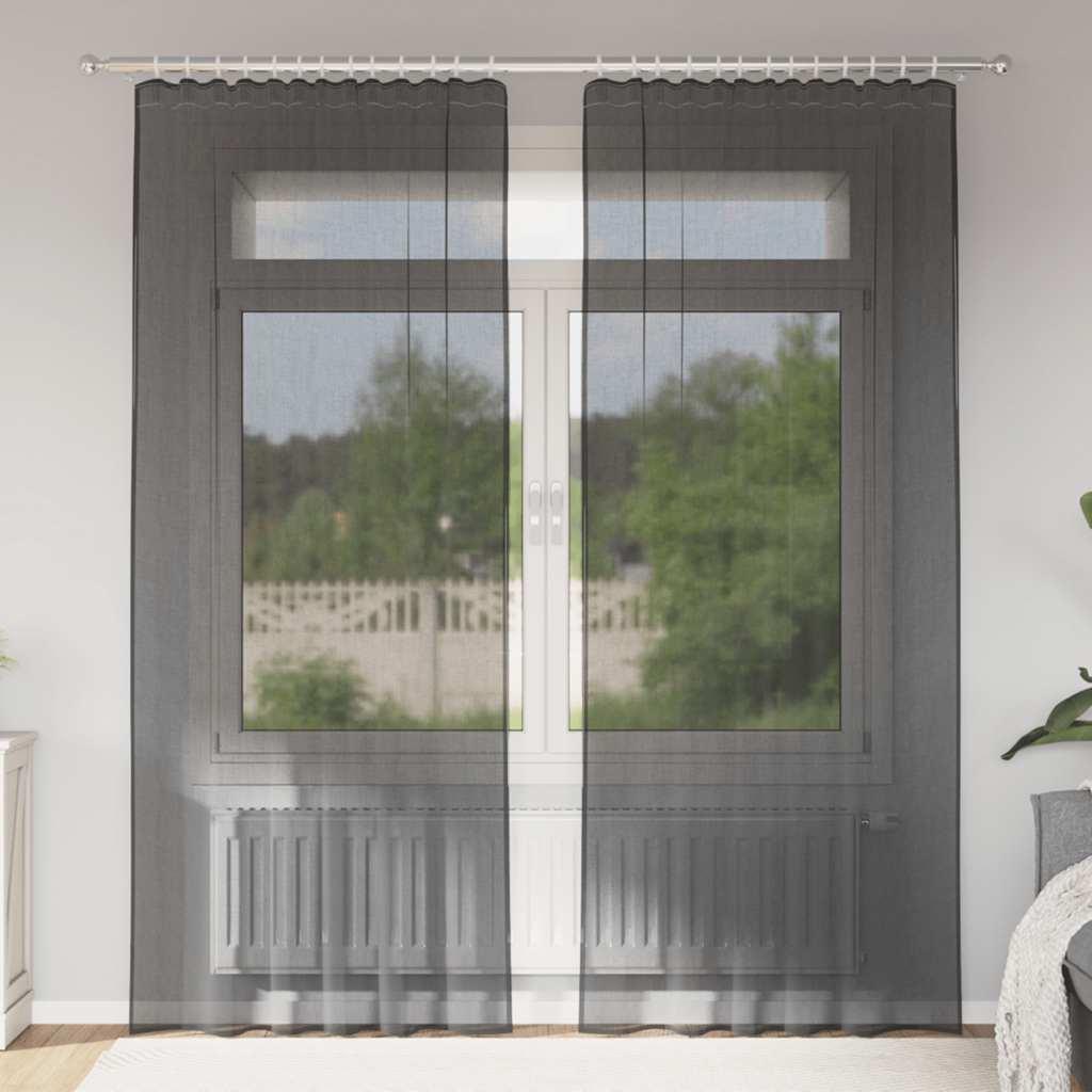 Voile-Gardiner Med Øskner Sort - med løbegang / 140 x 245 cm