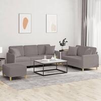 3 personers sofa med puder stof gråbrun