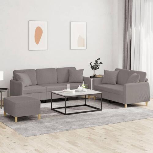 3 personers sofa med puder stof gråbrun