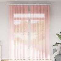 Voile-gardiner med løkker 2 stk. 140x260 cm lyserød