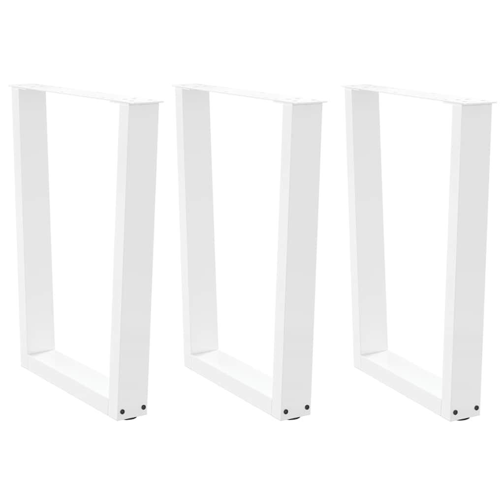 Spisebordsben V-formet 3 stk. hvid 70 x (72-73,3) cm stål billede