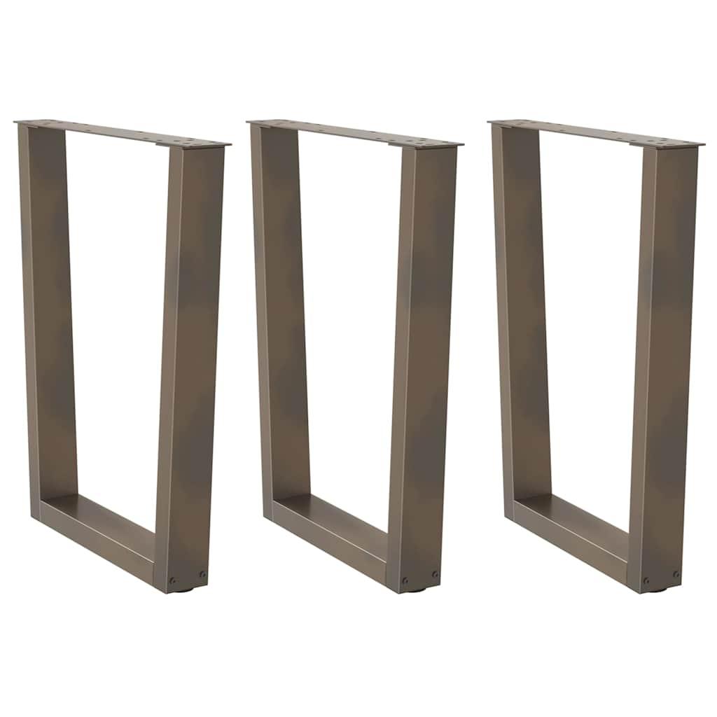 Spisebordsben V-formet 3 stk. naturstål 70 x (72-73,3) cm stål billede