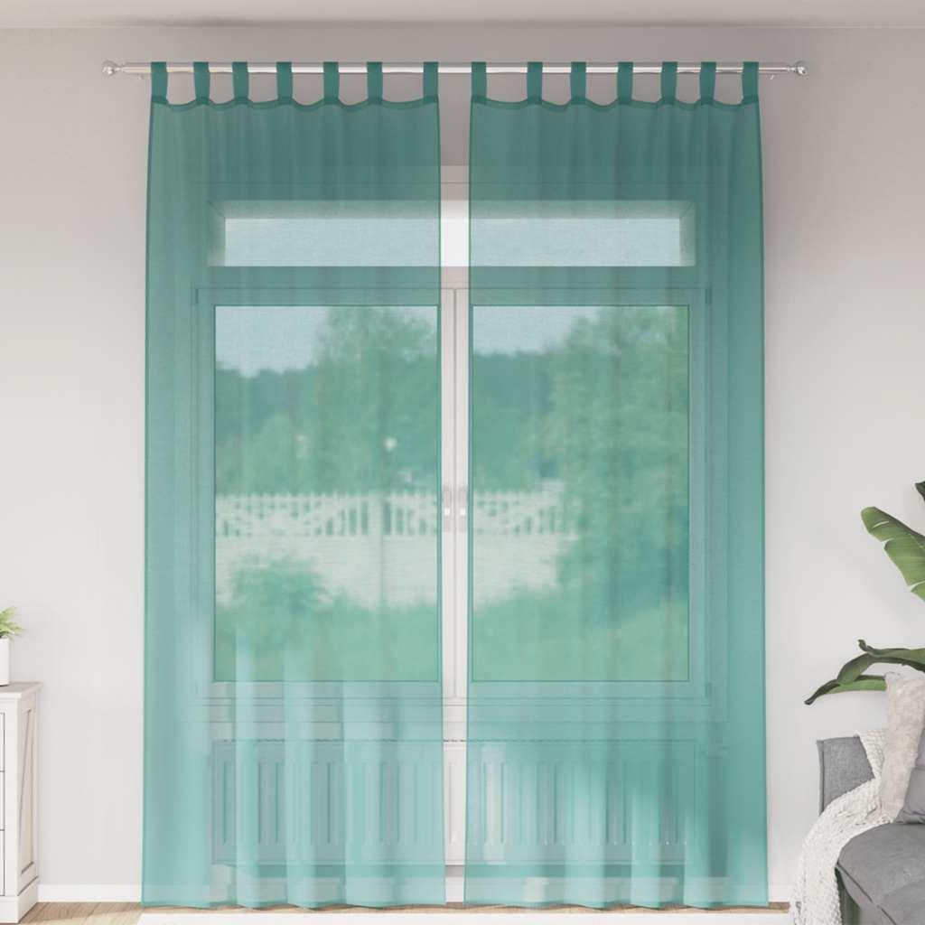 Voile-Gardiner Med Øskner Turkis - med stanglommer / 140 x 260 cm