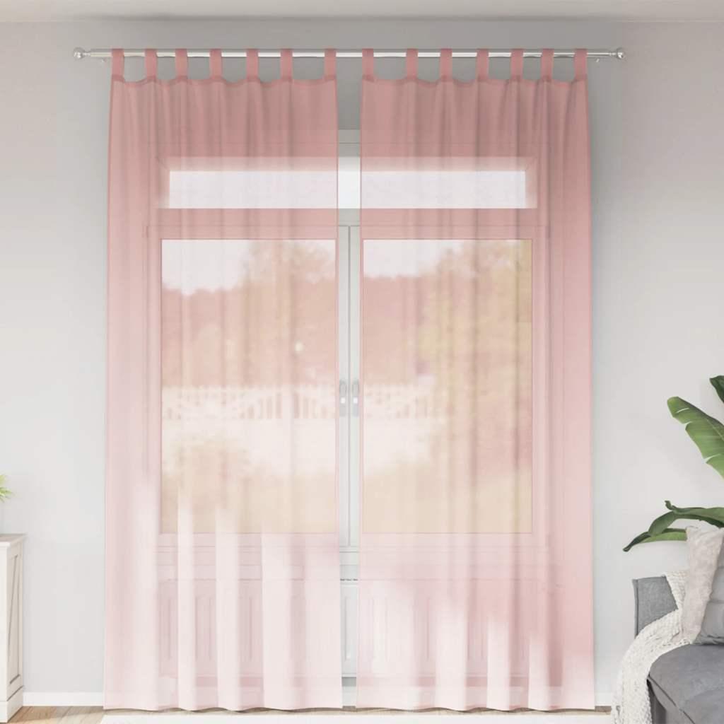 Voile-gardiner med stanglommer, 2 stk - lyserød, 140×260 cm billede