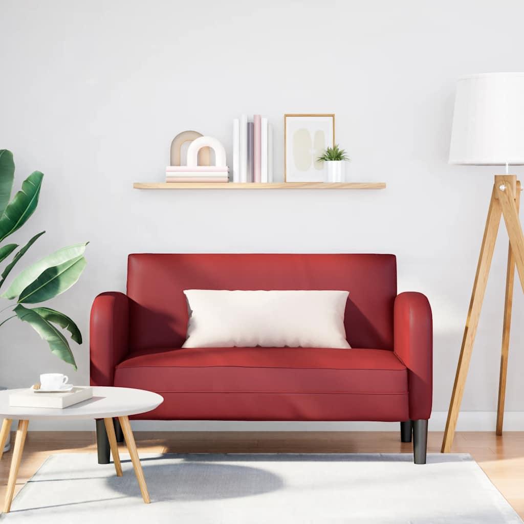 Elskovssofa 110 cm i kunstlæder - vinrød 2-personers sofa