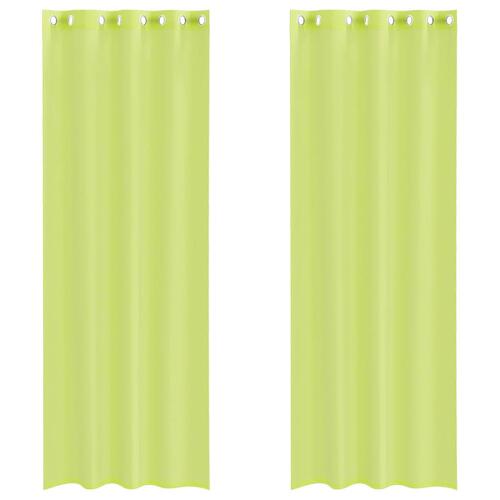 Voile-gardiner med øskner 2 stk. 140x300 cm æblegrøn