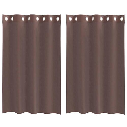 Voile-gardiner med øskner 2 stk. 140x175 cm brun