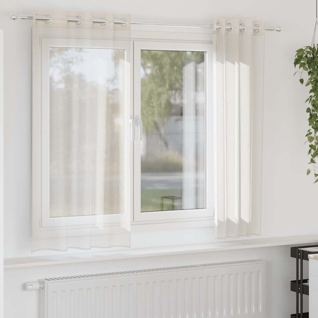 Voile-Gardiner Med Øskner Farvet Creme - med øjeringe / 140 x 175 cm