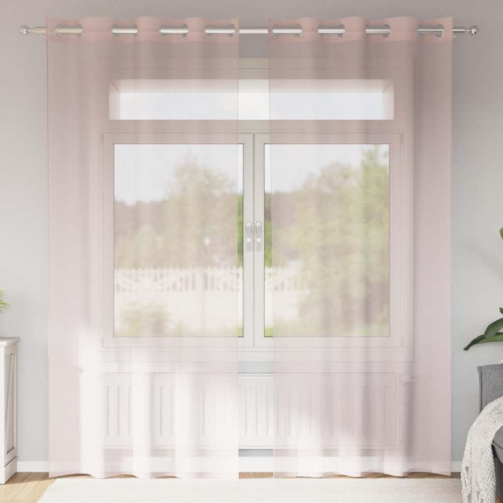 Voile-Gardiner Med Øskner Lyserød Lys Pink - med øjeringe / 140 x 225 cm
