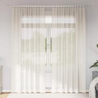 Voile-gardiner med fane i toppen 2 stk. cremefarvet