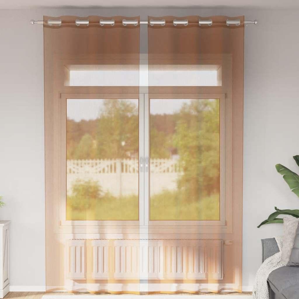 Voile-gardiner med øskner 2 stk. terrakotta billede