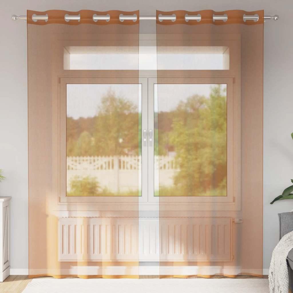 Voile-gardiner med øskner 2 stk. terrakotta billede