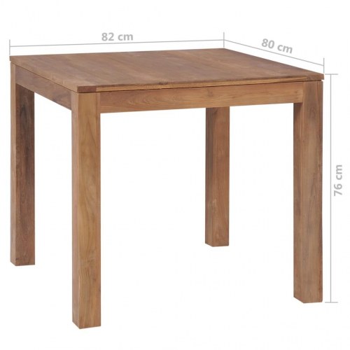 Spisebord 82x80x76 cm massivt teaktræ naturlig finish