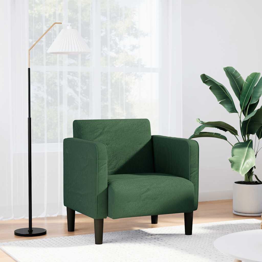 Sofastol med armlæn 54 cm fløjlsstof junglegrøn