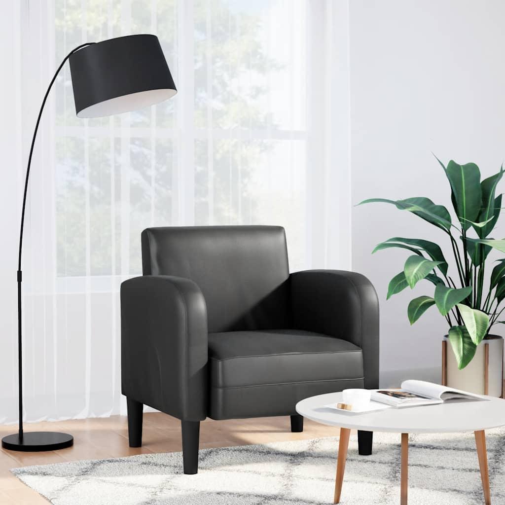 Sofastol med armlæn 54 cm kunstlæder sort billede