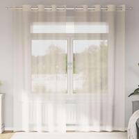 Voile-gardiner med øskner 2 stk. 140x245 cm cremefarvet