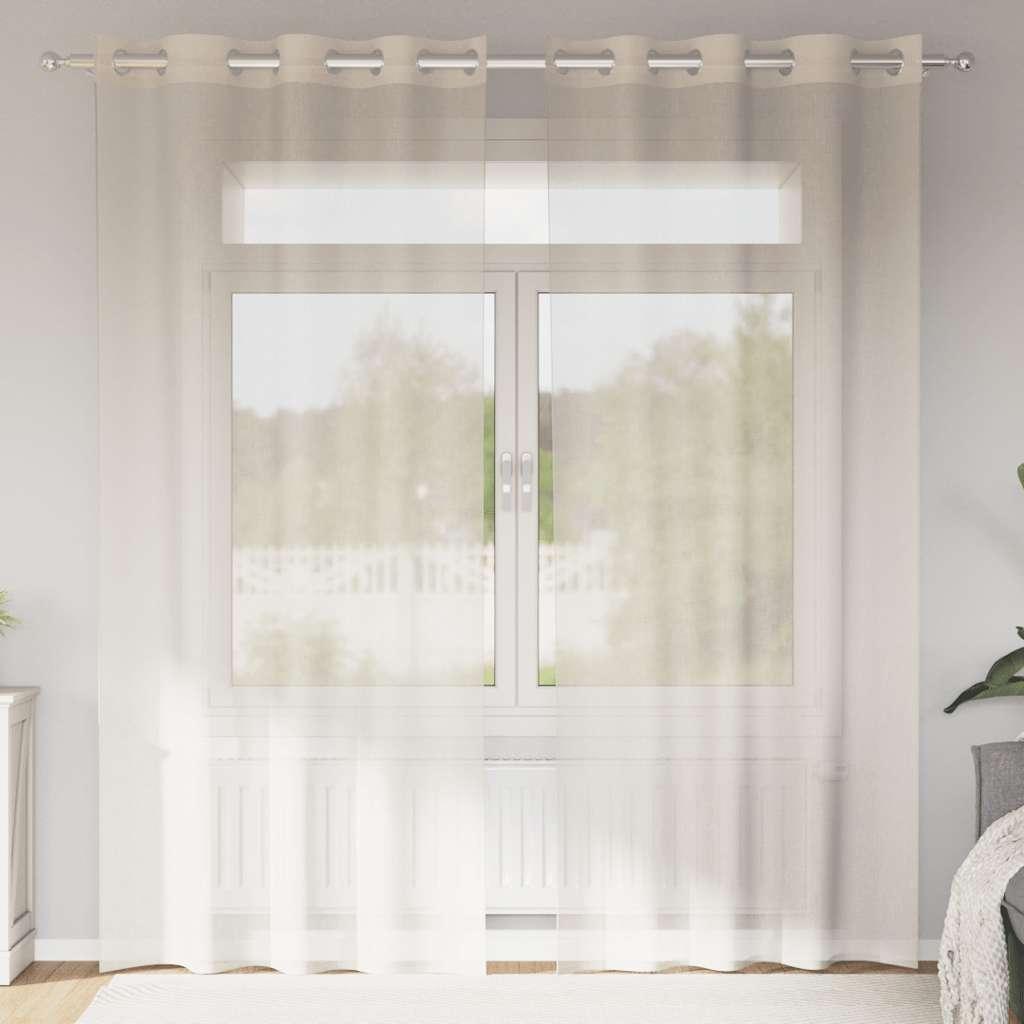 Voile-Gardiner Med Øskner Farvet Creme - med øjeringe / 140 x 245 cm