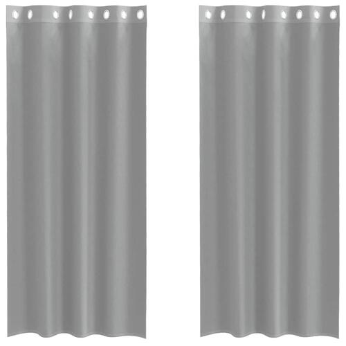 Voile-gardiner med øskner 2 stk. 140x245 cm lysegrå