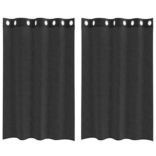 Voile-gardiner med øskner 2 stk. 140x175 cm sort