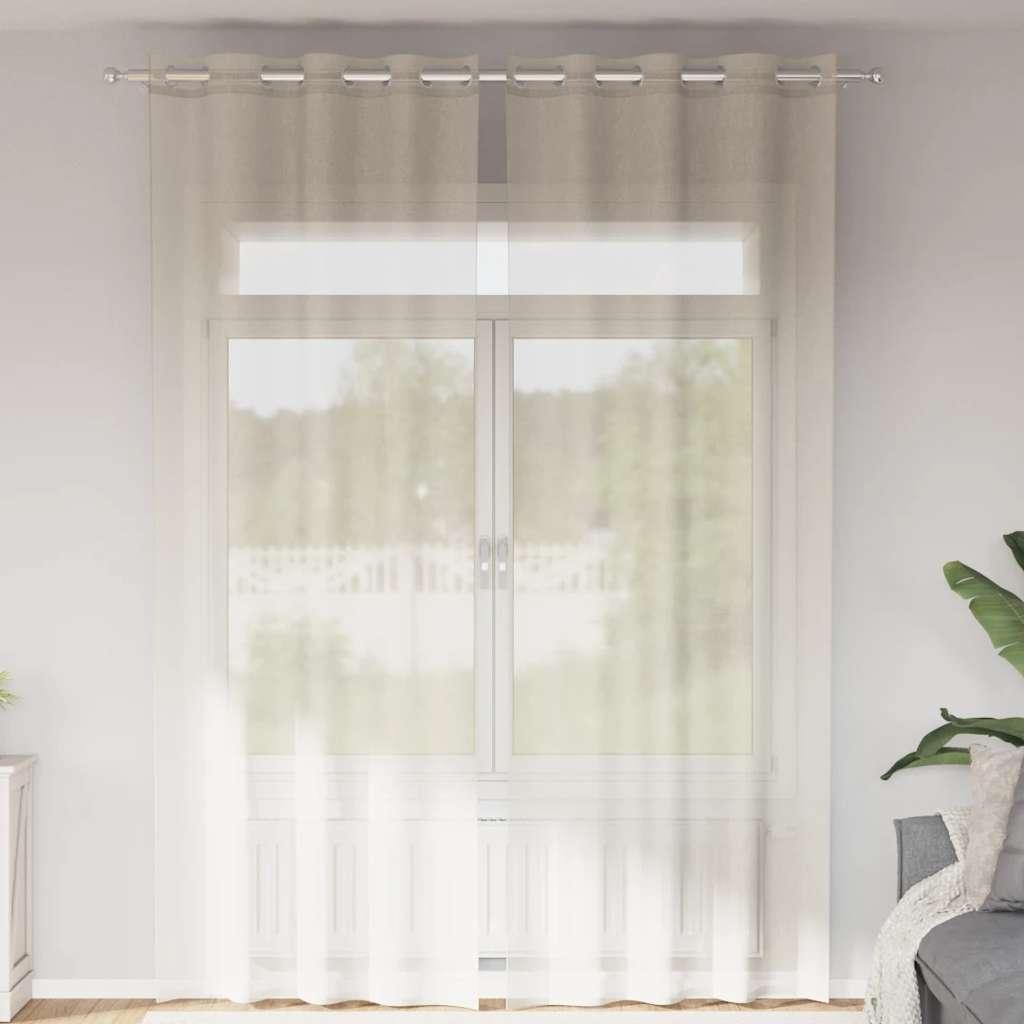 Voile-gardiner med øskner 2 stk. 140x300 cm cremefarvet