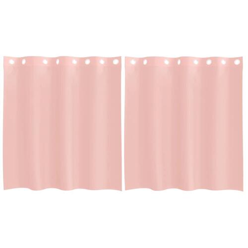 Voile-gardiner med øskner 2 stk. 140x140 cm lyserød