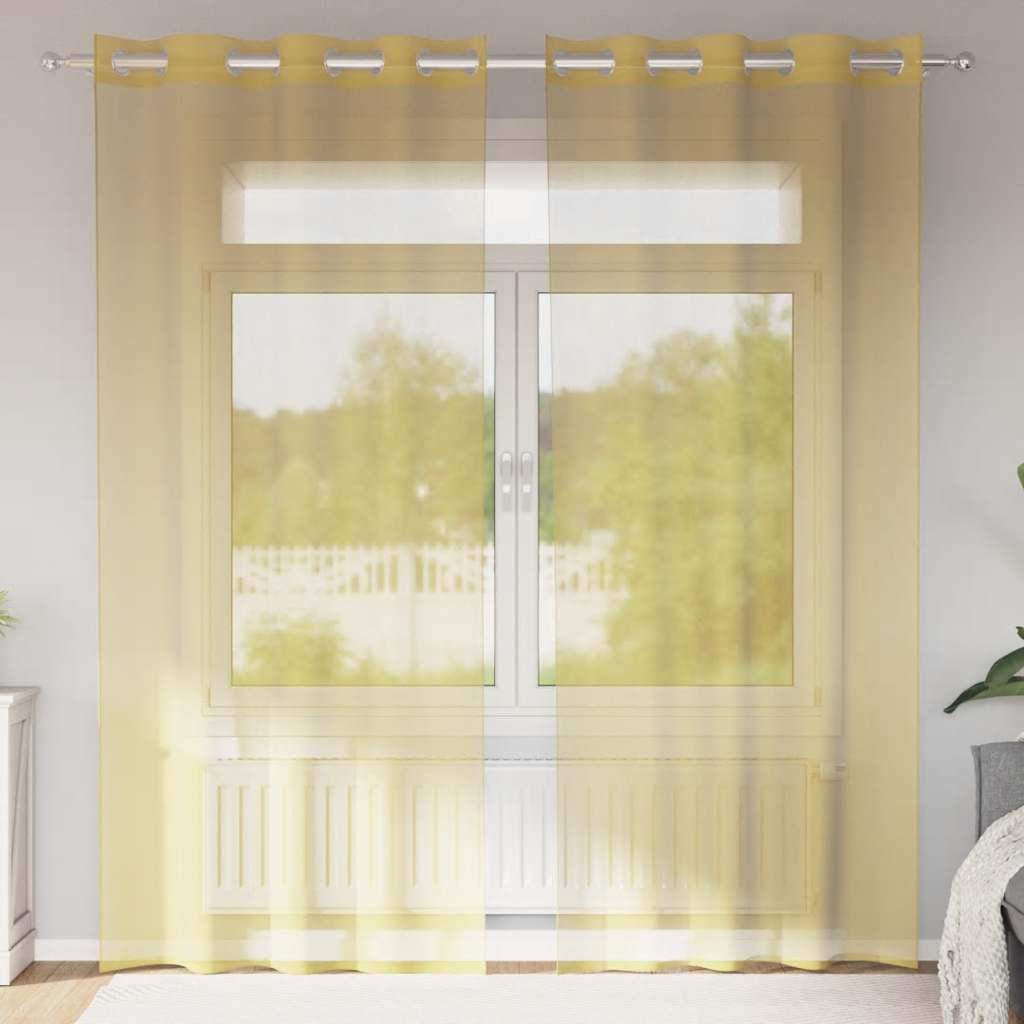 Voile-gardiner med øskner 2 stk. gul
