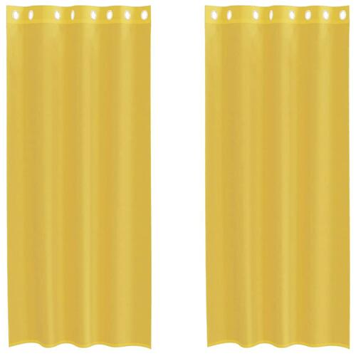 Voile-gardiner med øskner 2 stk. gul