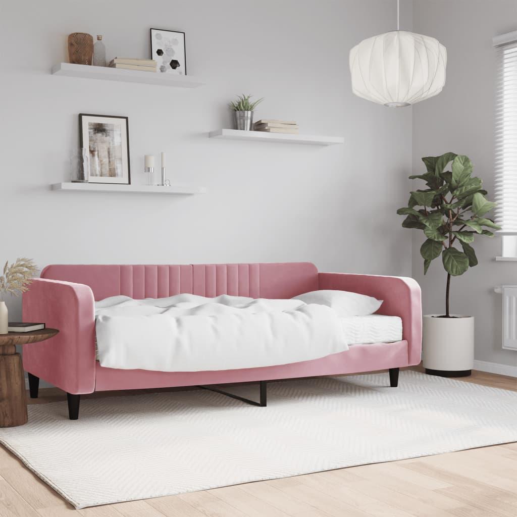 Daybed Velour Pink Lyserød - med madras / 100 x 200 cm