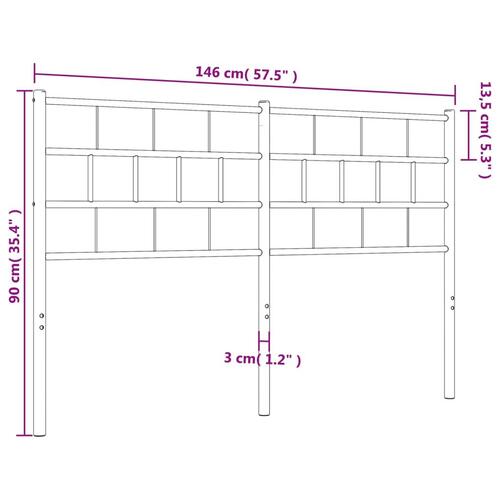 Sengegavl 140 cm metal sort