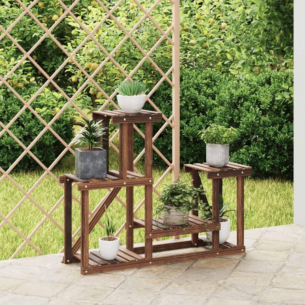 Blomsterstativ 110X25X110,5 Cm Massivt Fyrretræ Brun - uden hjul / 90 x 25 x 73.5 cm