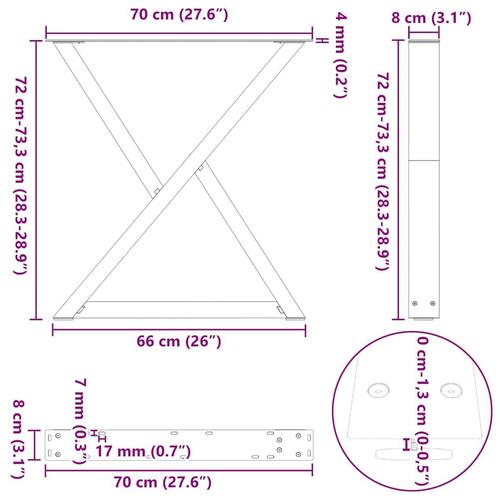 Spisebordsben 2 stk Sort 70x(72-73,3) cm Stål